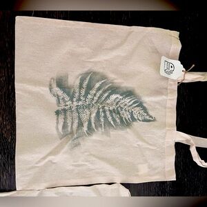 Hand stamped canvas bags - leaves - set of two